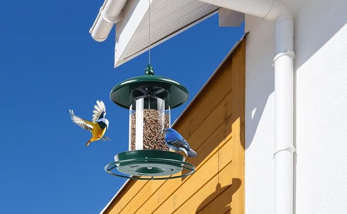 Bird Feeder for Outdoors - 360° Feeding Perch. Green