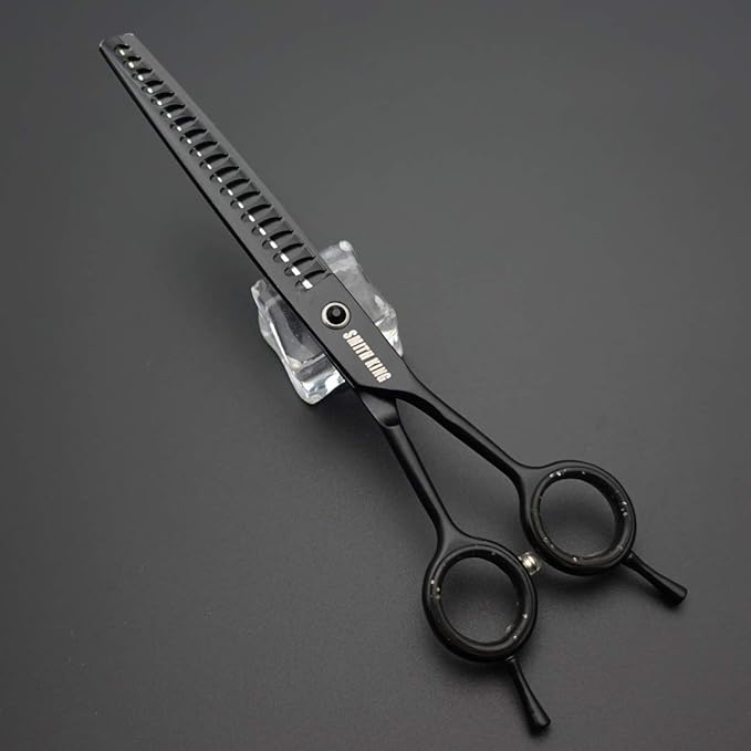 7.0 inches Professional Dog Grooming Scissors Set Straight & thinning & Curved & chunkers & comb 5pcs in 1 Set for left-handed & right handed Black