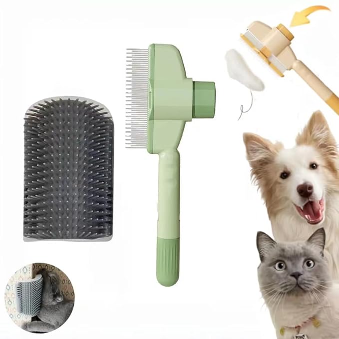 1Pcs Pet comb and Wall Corner Massage comb,for Dogs & Cats with Long & Short Stainless Steel Metal Teeth for Shedding and Tangles, Self-Cleaning Pet COmb for Dogs and Cats,Comfort safety,Anti static