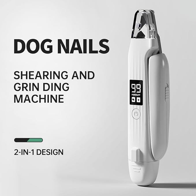 3-in-1 Electric Pet Nail Clipper & Grinder - HD LED Display & High-Hardness Blades | Rechargeable & Ultra-Quiet for All Pets (White)