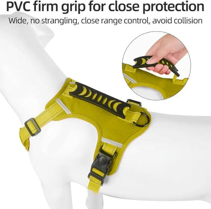 Dog Harness, No Pull Service Vest, Reflective Strips, Control Handle, Soft Padded, Adjustable and Comfortable for Easy Walking (Yellow, Large)