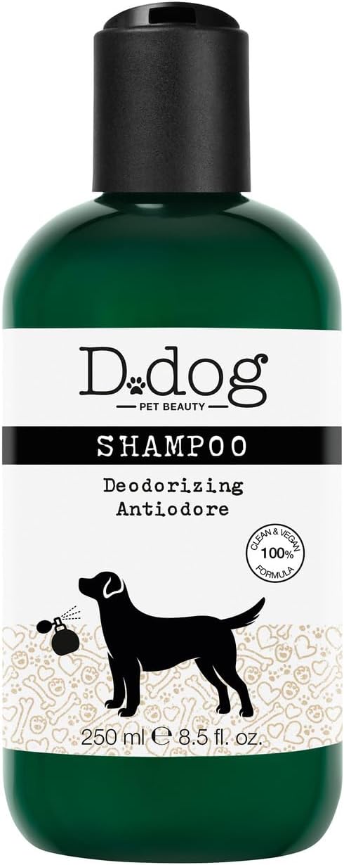 D-Dog Pet Shampoo Deodorizing - Eliminates Bad Odor - Deodorant Shampoo - Hypoallergenic and Alcohol Free - Deeply Cleanses Hair of Impurities - Protects Skin and Coat - 8.5 Oz