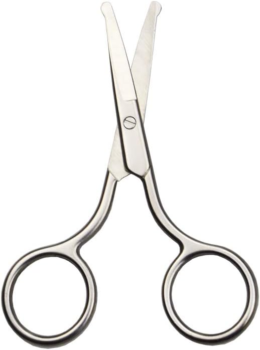 4 Inch Professional Stainless Steel Rounded Tip Nose Eyebrow Ear Dog Pet Hair Trimming Safety Scissor Shears - Grooming Cutting Scissors for Men & Women Hair
