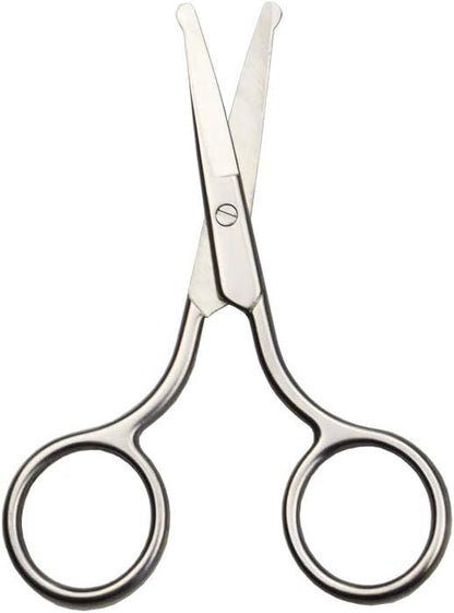 4 Inch Professional Stainless Steel Rounded Tip Nose Eyebrow Ear Dog Pet Hair Trimming Safety Scissor Shears - Grooming Cutting Scissors for Men & Women Hair