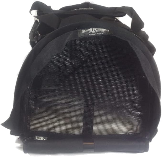 SturdiBag Medium Pet Travel Carrier: Flexible Height for Cat and Dog Soft Sided with Safety Clips and Seatbelt Straps| Black, 15" x 12" x 12" (PN: SB1.5-PRO-BL)