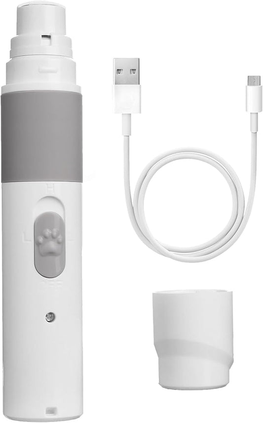 PET NAIL GRINDER - BEST Rechargeable Cordless DOG NAIL Trimmer for Dogs & Cats - Easy & Comfortable to Use - Quiet Motor, Two Speed Options with Light Indicator - Great for Small, Medium, Large Nails.