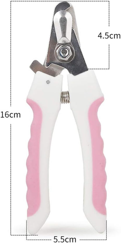 Dog & Cat Nail Clippers and Trimmer,Professional Pet Nail Clippers with Safety Guard to Avoid Over-Cutting, Sharp Blades Non Slip Handles,Free Nail File and Glove for Grooming (Pink)