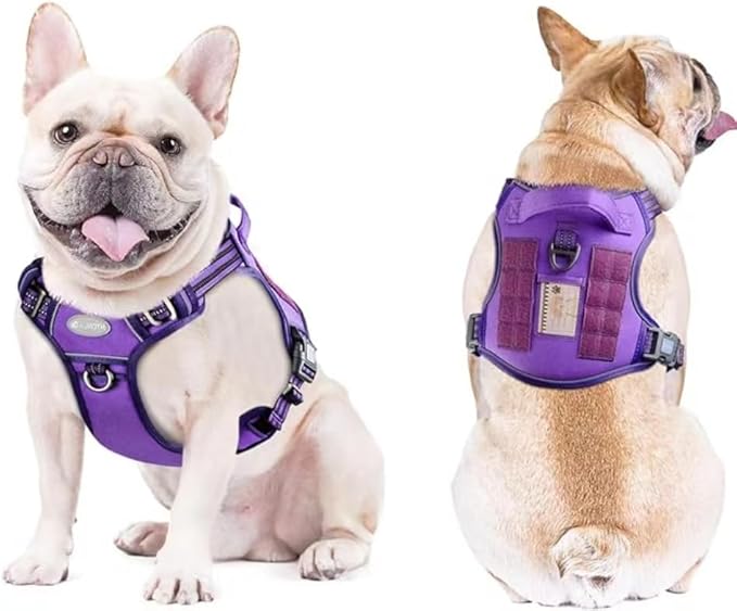 AUROTH Tactical Dog Harness for Large Dogs No Pull Adjustable Pet Harness Reflective K9 Working Training Easy Control Pet Vest Military Service Dog Harnesses Purple S