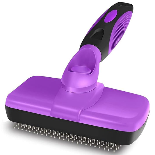 Self Cleaning Slicker Brushes for Pets,Dog Brush for grooming,Massaging Tool Suitable for Dog or Cat,Dog Brush or Cat Brush. (Purple)