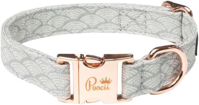 Durable Cotton Blend Dog Collar, Cute & Stylish, Adjustable with Metal Locking Clasp, Made in USA (Serene Teal, Small)