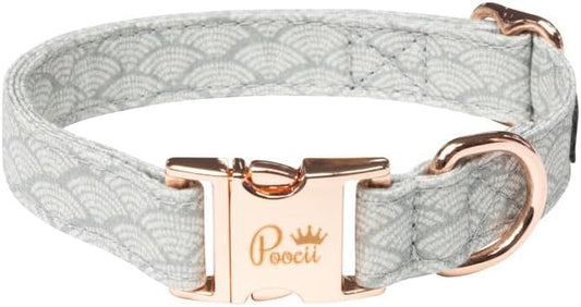 Durable Cotton Blend Dog Collar, Cute & Stylish, Adjustable with Metal Locking Clasp, Made in USA (Serene Teal, X-Small)