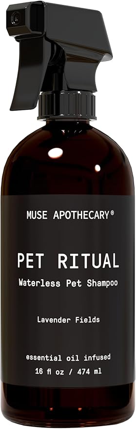 Muse Apothecary Pet Ritual Aromatic Waterless Dog Shampoo - No Rinse Dry Shampoo for Dogs & Cats - Essential Oils Infused, 16oz, Lavender Fields