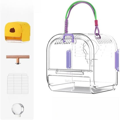 Portable Plastic Bird Cages Lightweight Waterproof Ventilated Travel Bird Cage for Pets Ideal for Outdoor Use Easy to Carry Bird Carrier Perfect for Small Birds and Budgies (Purple)