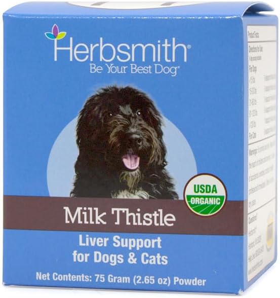 Herbsmith Milk Thistle Herbal Supplement for Dogs and Cats, 75gm Powder