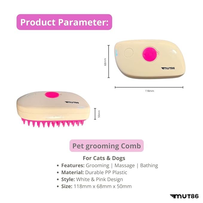 2-in-1 Mist Spray Pet Brush for Dogs & Cats - USB-C Rechargeable, Anti-Static & Soft Silicone Bristles - Relaxing Grooming & Shedding Control