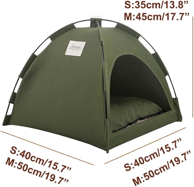 Cute Cat Teepee Cave, Cat Tent Foldable Indoor Outdoor with Thick Mat,Puppy Bed Tent,Bunny Pet Tent Teepee,Portable Dog House Teepee Tent, Cat Bed,Dog Bed Tent,Puppy Bunny,Pet Tent Teepee (I, S)