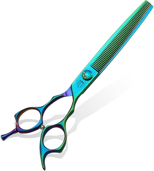 Dog Grooming Scissors: 7" Pet Thinning Shears Made Of Japanese 440C Advanced Stainless Steel Trimming Dogs Cats and Other Pets Green