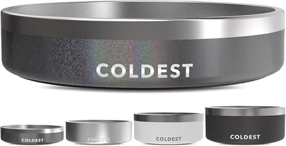 Coldest Dog Bowl - Anti Rust Metal, Non Slip, 3 Layers Insulated Stainless Steel Dog Bowls - Spill Proof & Heavy Duty - Water Bowl for Dogs, Cats & Pets, Dish Washer Safe (21 oz, Stardust Glitter)