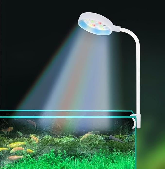 Tyasoleil Mini LED Aquarium Clip Light with 360° Rotation & Flexible Gooseneck, USB-Powered High Brightness Fish Tank Light for Aquatic Plants, Waterproof Cover, Eye-Caring Flicker-Free