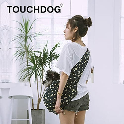 Touchdog 'Paw-Ease' Over-The-Shoulder Pet Sling Fashion Pet Carrier - Cat and Dog Carrier with Built-in Storage Pockets for Hands-Free Carrying Grey 1.5 LBS