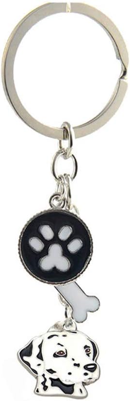 Dog Keychain, Puppy Keyring Keyfob Metal Pet ID Tags for Clothing Bag Adornment Accessory (23-Dalmatian)