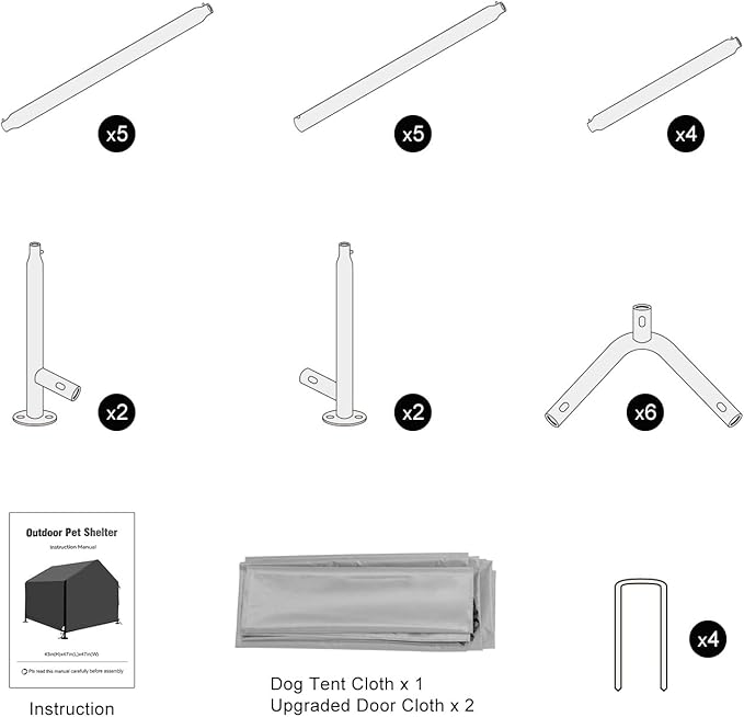 Dog Shade Shelter 2.5'x2.1'x2.1' for Small Dogs, Pet Outdoor Tent with Upgraded Doors, Outside Sun Rain Canopy Pet House for Dogs, Cats, Small Animals and Livestock, Grey