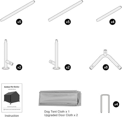 Dog Shade Shelter 2.5'x2.1'x2.1' for Small Dogs, Pet Outdoor Tent with Upgraded Doors, Outside Sun Rain Canopy Pet House for Dogs, Cats, Small Animals and Livestock, Grey