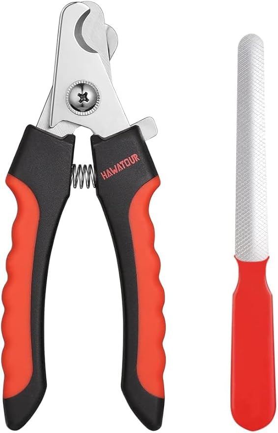 Dog Nail Clippers, Professional Pet Nail Clipper & Trimmers with Safety Guard to Avoid Over Cutting, Grooming Razor with Nail File for Medium and Large Dog and Cat, Red