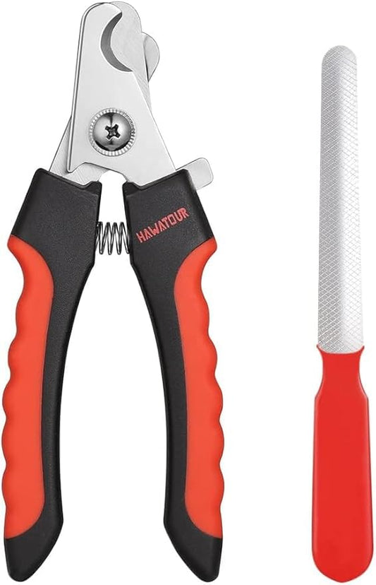 Dog Nail Clippers, Professional Pet Nail Clipper & Trimmers with Safety Guard to Avoid Over Cutting, Grooming Razor with Nail File for Medium and Large Dog and Cat, Red