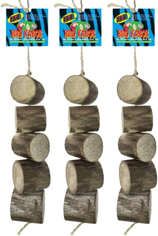 Bird Kabob Fiesta - 3 Pack - an All-Natural, Holistic, Veterinarian Recommended, Earth Friendly, shreddable Hanging Bird Toy with Yucca Chunks
