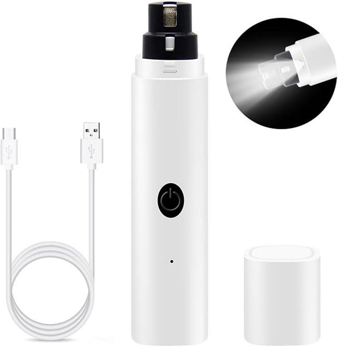 Dog Nail Clipper for Large Dogs - Silent Dog Nail Polisher with LED Light, Speed Sensor, Diamond Head and Dust Collector, 2-Speed Rechargeable - Small Dog Nail Polisher (Pink)