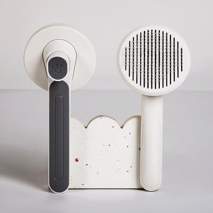 1 Pcs Cat Grooming Brush, Cat Brush Cats Grooming Dematting Comb Self Cleaning Slicker Brushes for Dogs Cats Pet for Shedding Remove Undercoat Mats Hair Pet Massage-Self Cleaning Slicker Brush, Gray