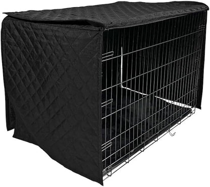 4Knines Dog Crate Cover, Water Resistant Pet Kennel Protector, Quilted (Black, 42")