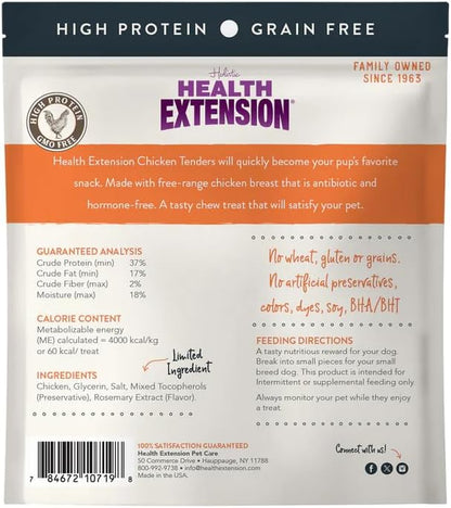 Health Extension Grain-Free Chicken Tenders Dog Treats, 4oz (113g) – Natural, Crispy Gourmet Training Treats for Adult Dogs and Puppies (Pack of 6)