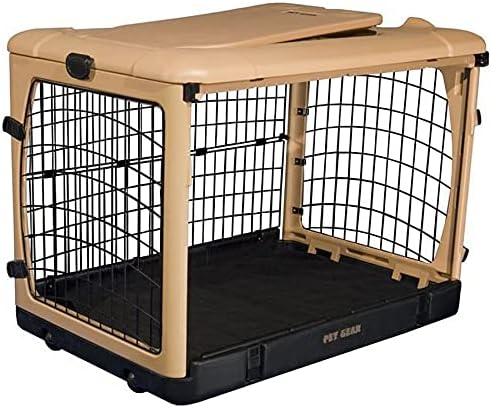 Pet Gear _he Other Door 4 Door Steel Crate for Dogs/Cats with Garage-Style Door, Includes Plush Bed + Travel Bag, No Tools Required, 3 Models, 3 Colors