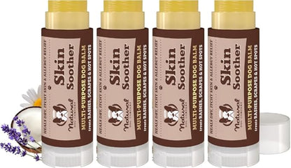 Natural Dog Company Skin Soother Travel Stick 4 Pack  Four 0.15 oz Pocket-Size Dog Skin Balms with Coconut Oil, Cocoa Butter, Calendula & Vitamin E  Helps Soothe Hot Spots, Redness & Irritated Skin