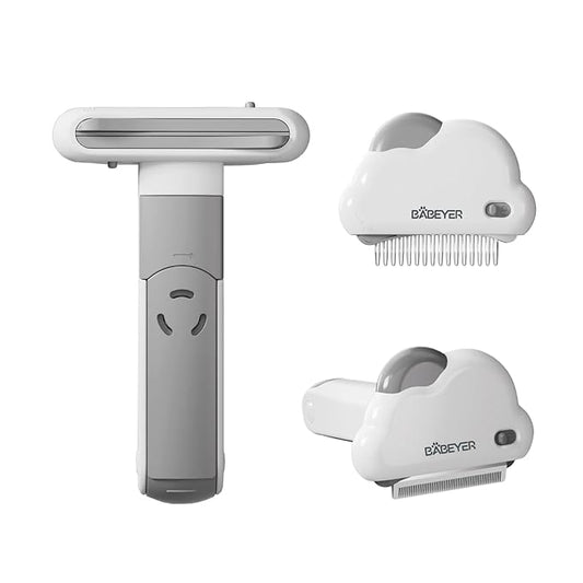 3-in-1 Cat & Dog Grooming Brush Rotatable, Dog Brush for Shedding, Stainless Steel Metal Undercoat Comb & Grooming Comb Removes Static and Reduces Shedding, White - Large Size