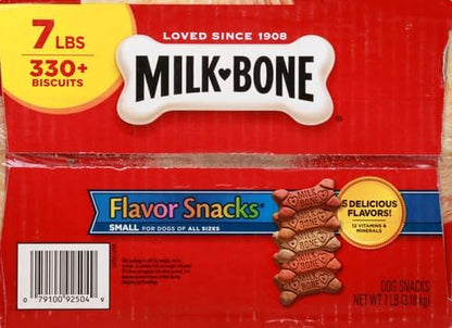 Milk-Bone Flavor Snacks Dog Treats, Small Biscuits, Crunchy Texture Helps Reduce Tartar 14lbs (2 Pack of 7lbs)
