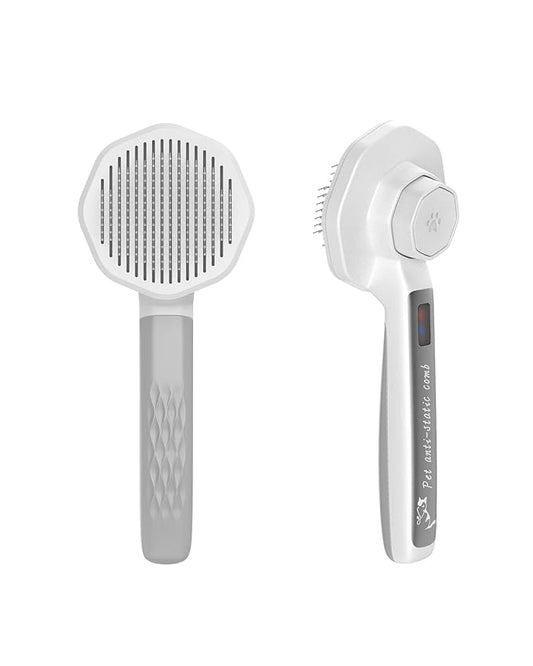 Eliminate Static Electricity Pet Grooming Brush,Self Cleaning Slicker Brush,Pet hair removal brush, Shedding Antistatic Brush for Dogs Cats Rabbit & More. (Grey)