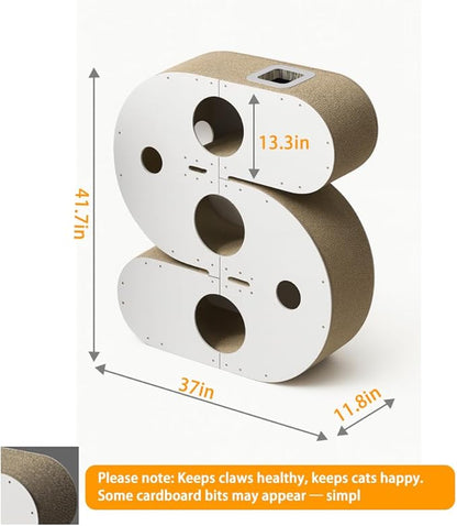 3-in-1 S-Shaped Cat Scratching Board Tunnel cat Scratcher cat Tree cat Tunnel S Shape Large Multi cat condo House cave Bed Indoor Climbing Hiding Scratching Playing Gift