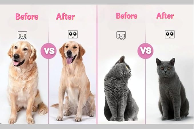 Pink Cat grooming brush, Pet hair brush with Massage Particles, Self Cleaning Dematting Comb for Dogs and Cats, Easy to Use, Ergonomic Handle Design