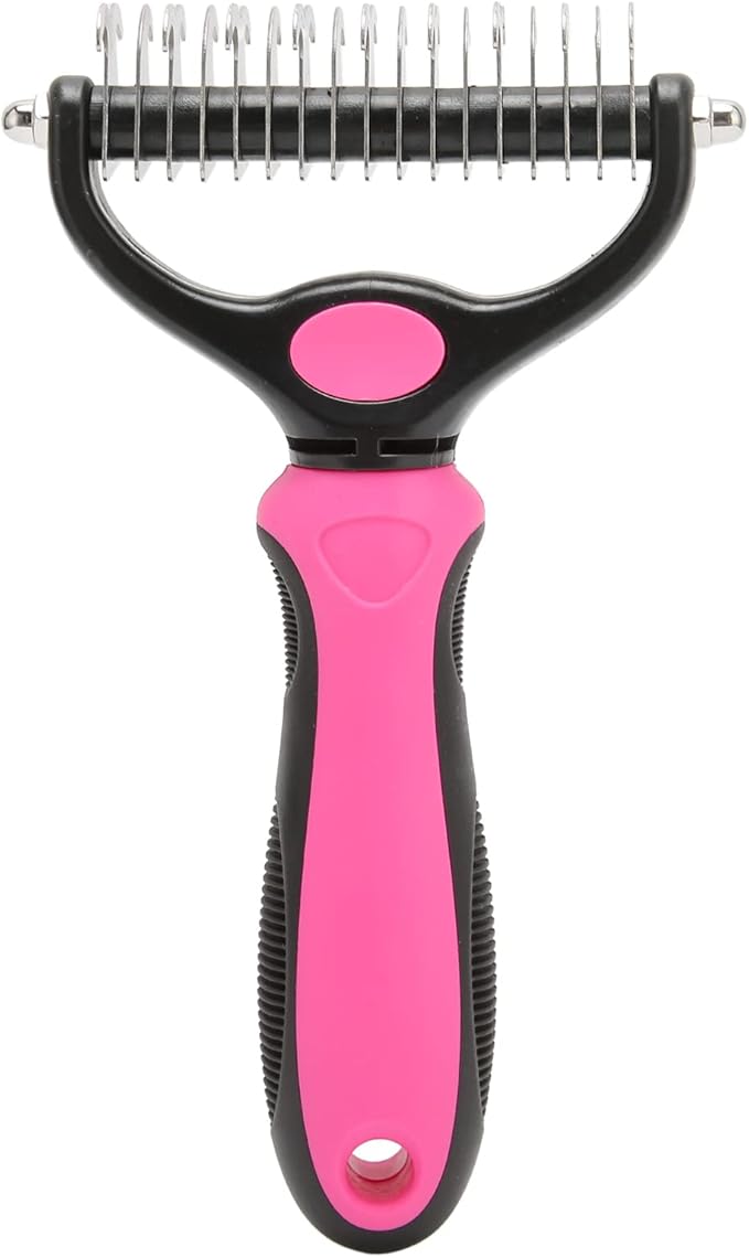 Undercoat Rake For Dogs,Double-Sided Dog Brush for Shedding,Dogs/Cats Professional Deshedding Brush,Removes Mats Tangled & Thinning Hairs with No Scratch,