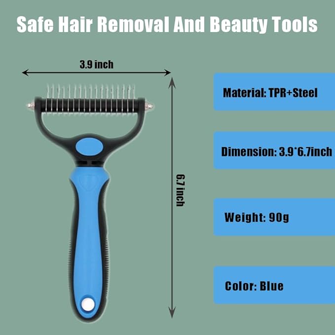 Dycaku Pet Grooming Dog and Cat Hair Removal Brush Tool Hair Removal comb mat Hair removal Safe hair remover double-sided metal comb for cats and dogs with long or short pet hair