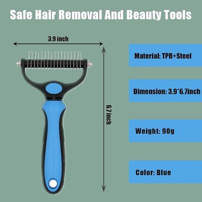 Dycaku Pet Grooming Dog and Cat Hair Removal Brush Tool Hair Removal comb mat Hair removal Safe hair remover double-sided metal comb for cats and dogs with long or short pet hair