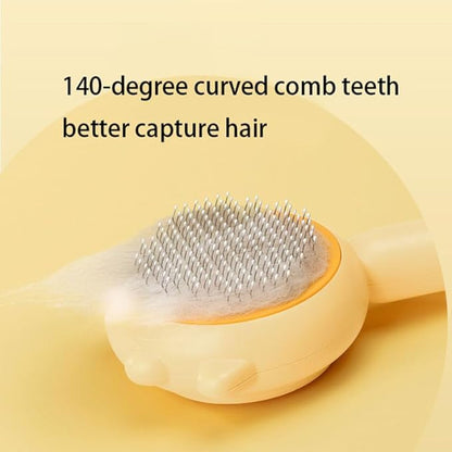 Cat Brush with Release Button, Dog Pet Hair Cleaner Brush with Massage Particles, Removes Loose hair & Tangles, Skin Friendly & Promote Circulatio (Purple)