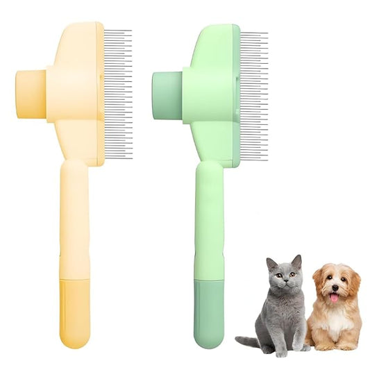 2PCS Pet Hair Removal Comb Flea Comb,Multifunctional Pet Brush with Release Button,Self-Cleaning Pet Comb for Dogs and Cats, Comfort and safety