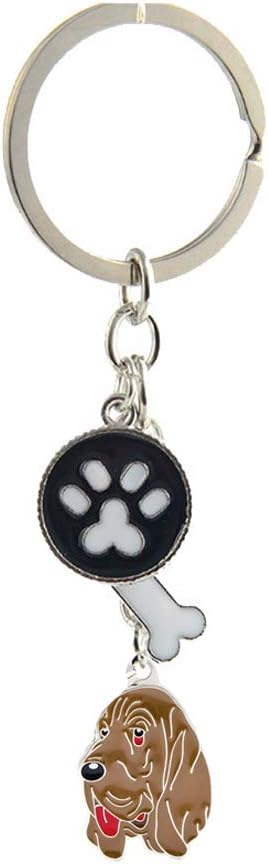 Dog Keychain, Puppy Keyring Keyfob Metal Pet ID Tags for Clothing Bag Adornment Accessory (48-Bloodhound)