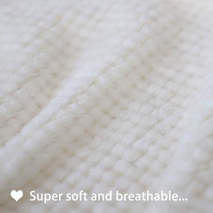 furrybaby Dog Blankets for Medium Dogs & Cats for Couch, Reversible Flannel Blankets for Pets 32x40 Inch, Cat Blankets for Indoor Cats Washable (White)