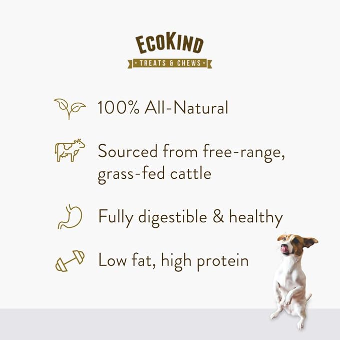 EcoKind Pet Treats Jumbo (6-8 inches Each) Cow Ear Dog Treats - 100% All-Natural Beef Dog Chews - Promotes Dental Health - Durable & Long-Lasting, Free Range Grass Fed Cattle (200 Ears)