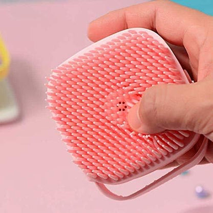 Dropshipping Soft Safe Silicone Pet Bathroom Massage Cleaning Grooming Tools Dog Cat Bath Brush with Shampoo Box (Pink), Small